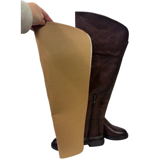 Franco Sarto Brown Leather Over The Knee Riding Boots 7.5M Wide Calf Battina - Picture 12 of 16